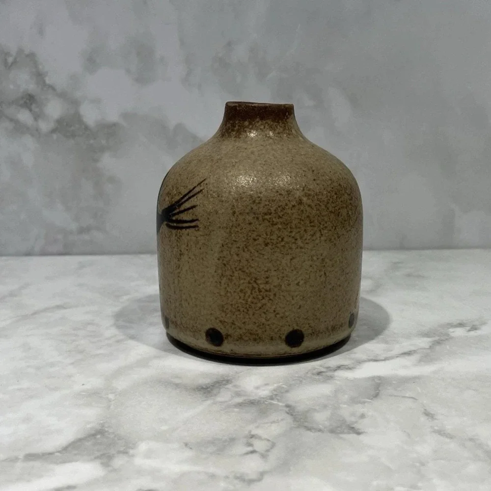 Vintage Otagiri OMC Japan Pottery Small Weed Pot Vase Brown 3